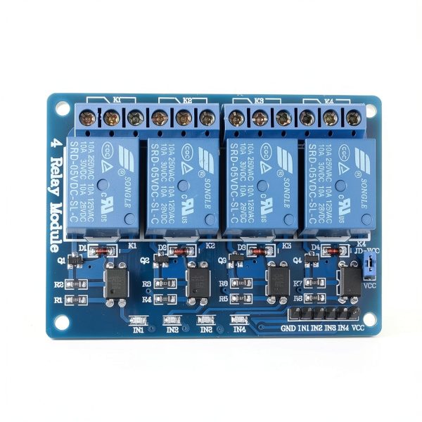 ELEGOO 4 Channel 5V DC Relay Module with Optocoupler for Arduino-0