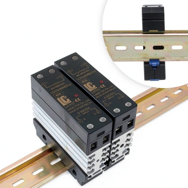 Din Rail Solid State Relay LCTC 40A DC-to-AC Heat Sink, 0.96in Width-1