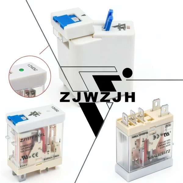 12V DC Power Relay Switch 6Pcs 5Pin SPDT with LED Test Button DIN Rail-1