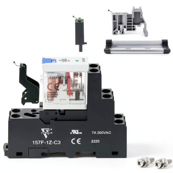 12V DC Power Relay Switch 6Pcs 5Pin SPDT with LED Test Button DIN Rail-2